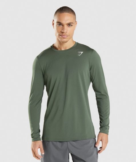 Camiseta Gymshark Arrival Long Sleeve Hombre Verdes | MX 927DSJ
